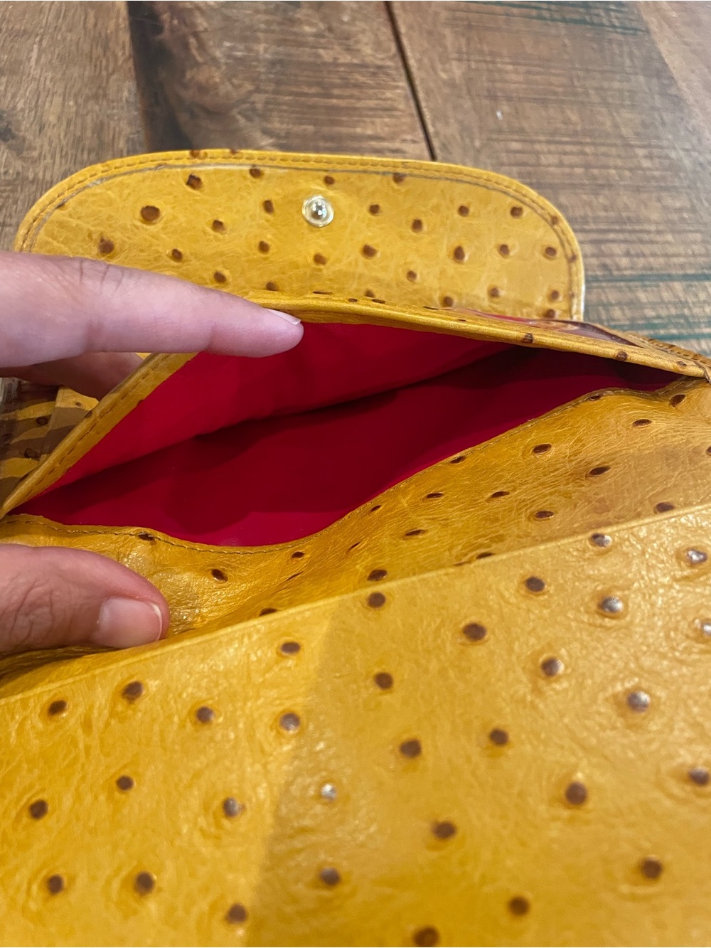 Dooney & Bourke Yellow Ostrich-Embossed Wallet - Picture 5 of 7